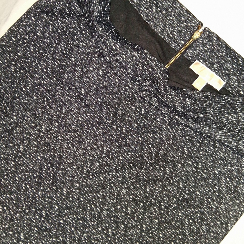 MICHAEL KORS Black Speckled Pencil Skirt Midi‎ Zipper Slit Knee Length
